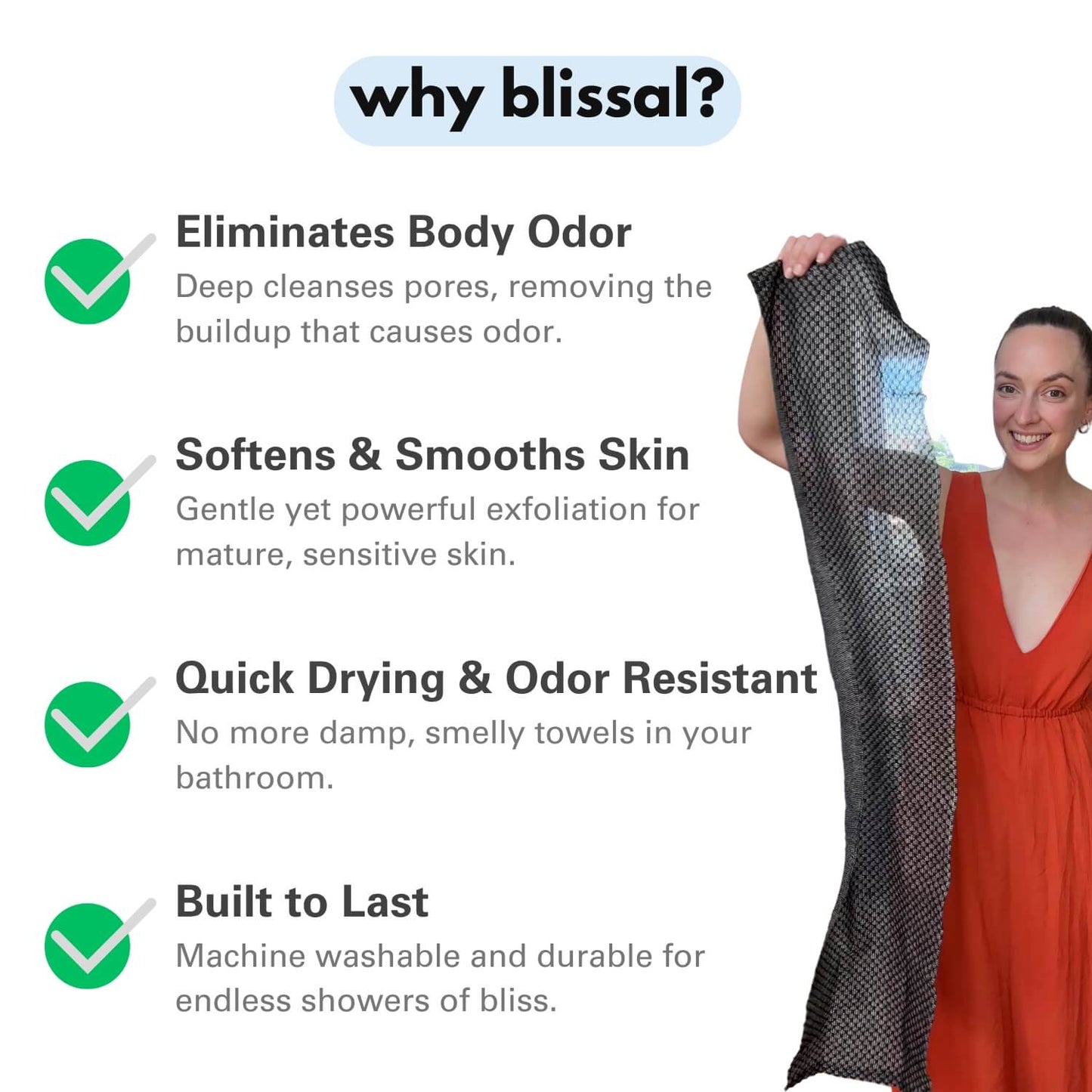 Blissal – exfoliační antibakteriální sprchový ručník
